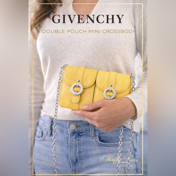 Givenchy Handbags - Givenchy Yellow Leather Double Pouch Mini Crossbody/WOC